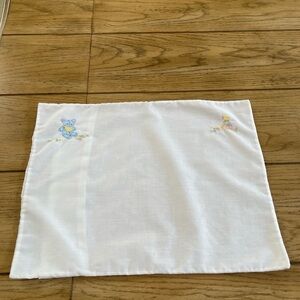 VTG Baby Crib Pillowcase Embroidered Teddy Bear Children